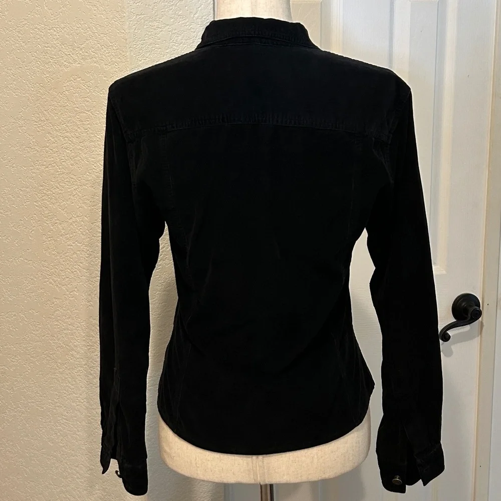 Club Monaco Denim Black Shirt Soft Fine Corduroy Size Medium Snaps Vintage - Picture 4 of 10